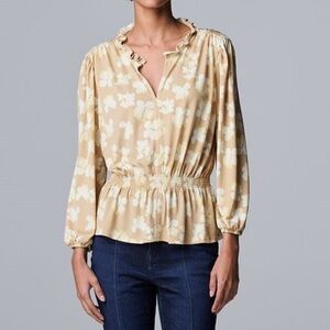 Simply Vera Vera Wang Cream Floral Blouse